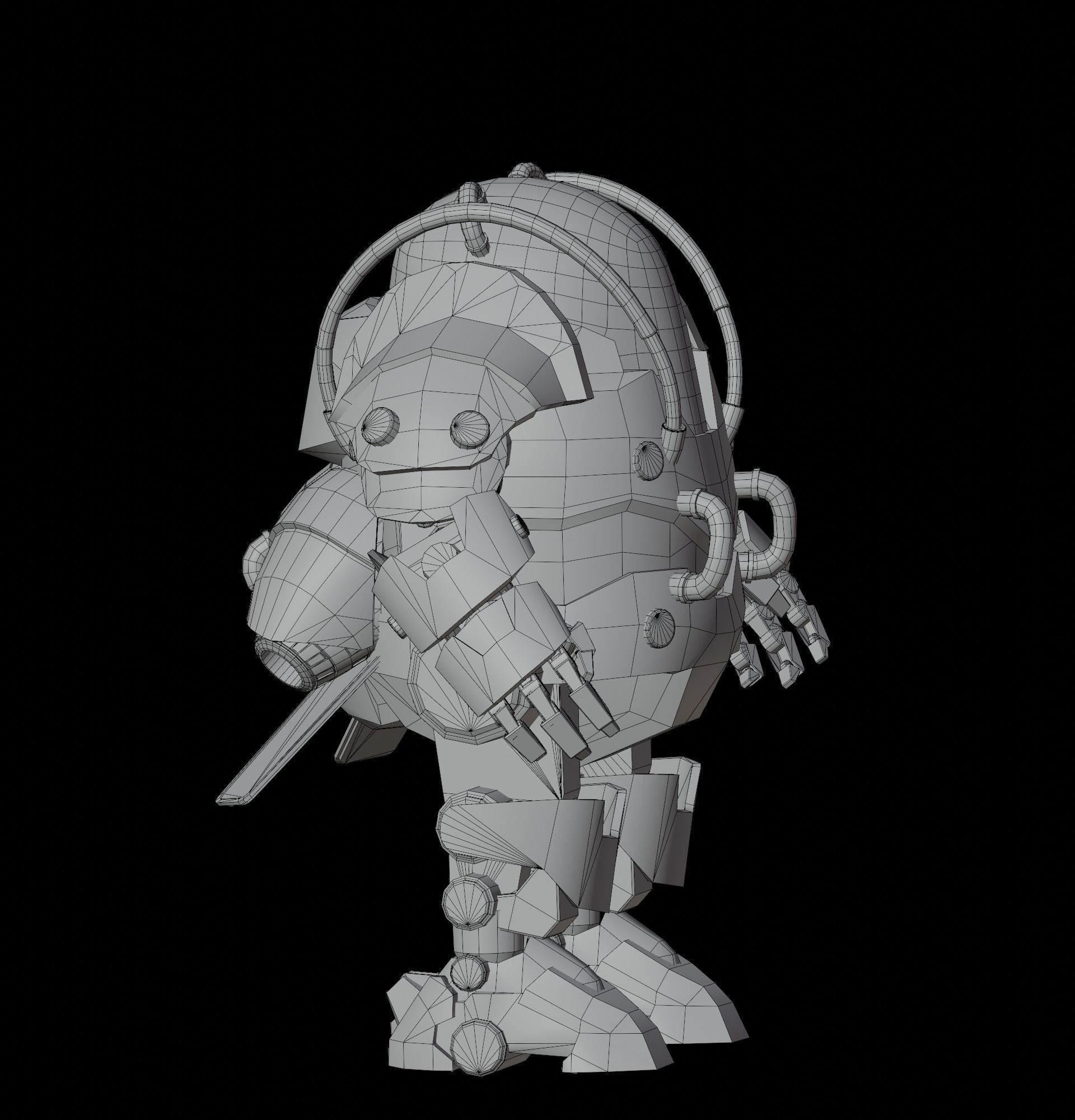 Robot Panda Low Poly Low-poly 3D model_17