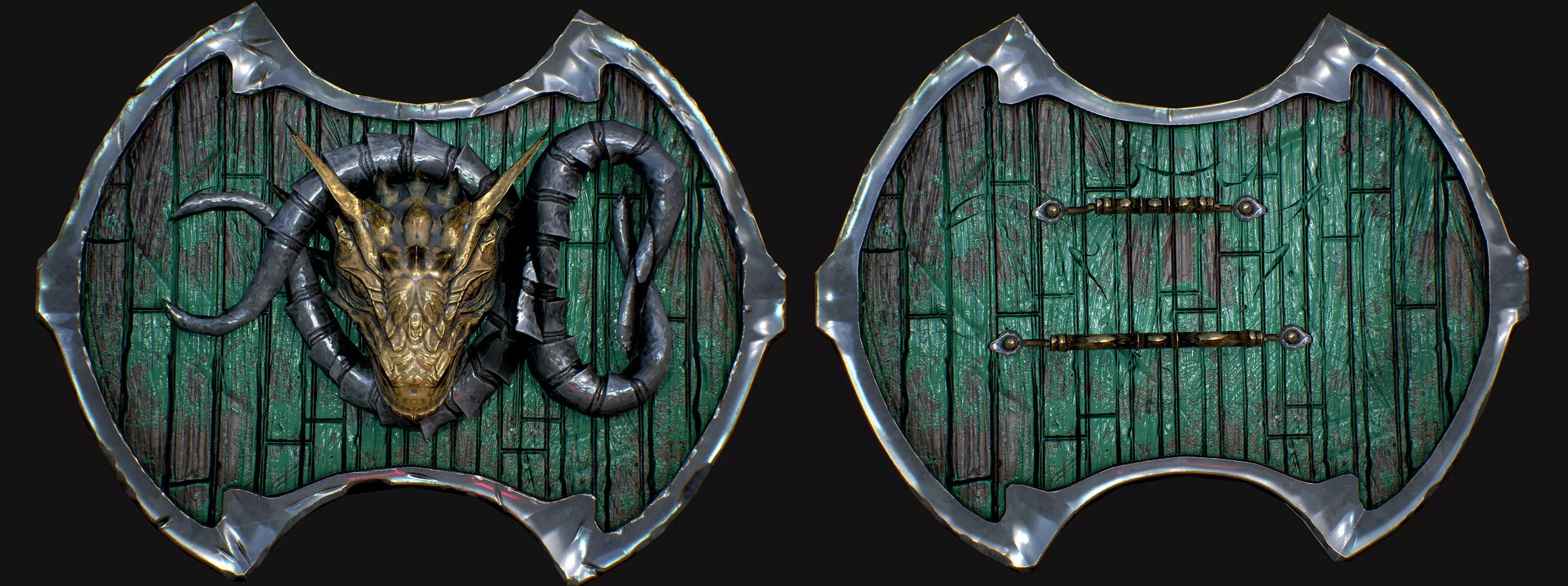 Shield with dragon head Free low-poly 3D model