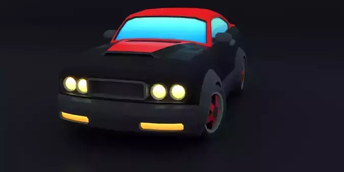 Cartoon Car Red Muscle