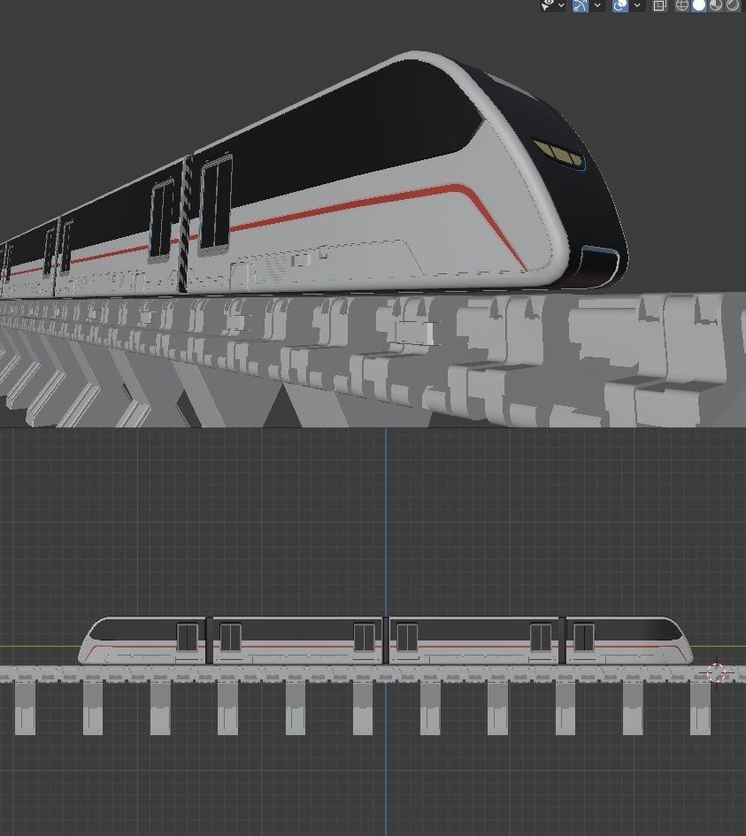 Sci Fi Train Low-poly 3D model_1