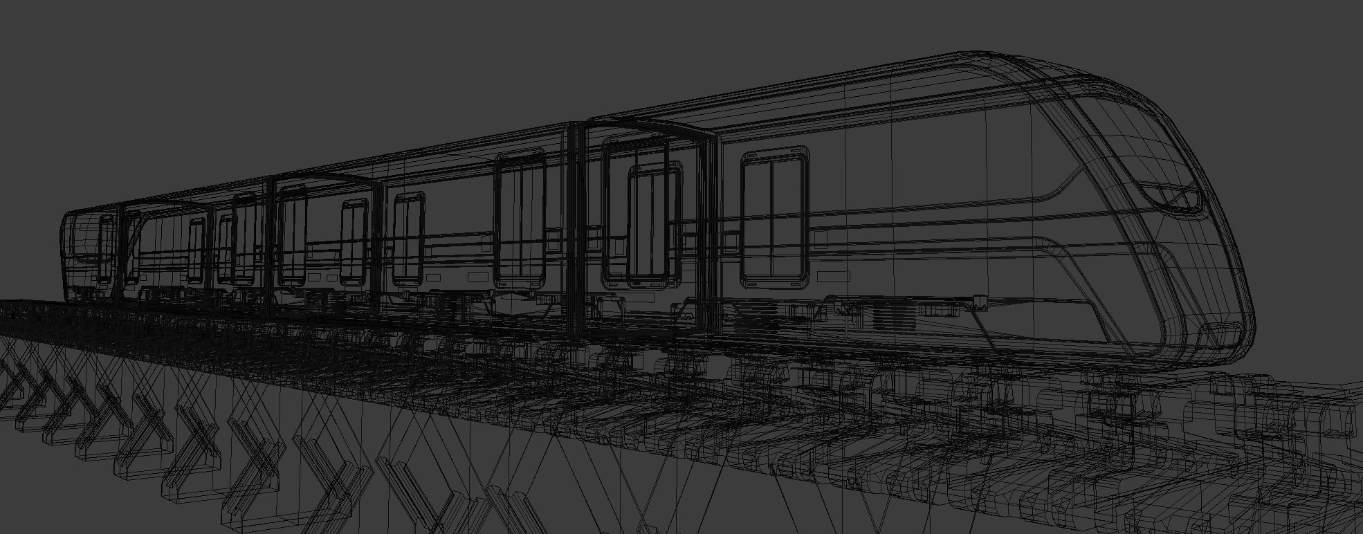 Sci Fi Train Low-poly 3D model_4
