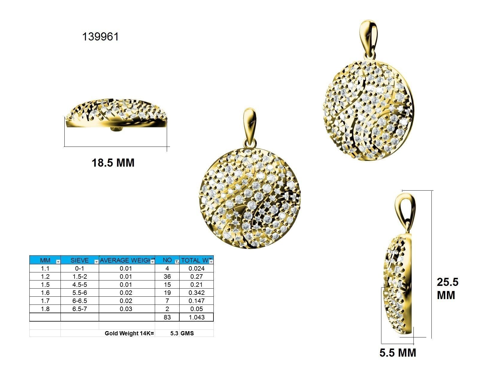 Women round pendant 3dm stl render detail 3D print model_9