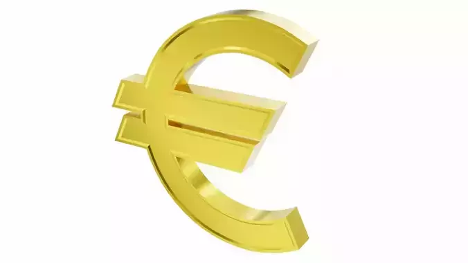 Euro currency sign Low-poly 3D model