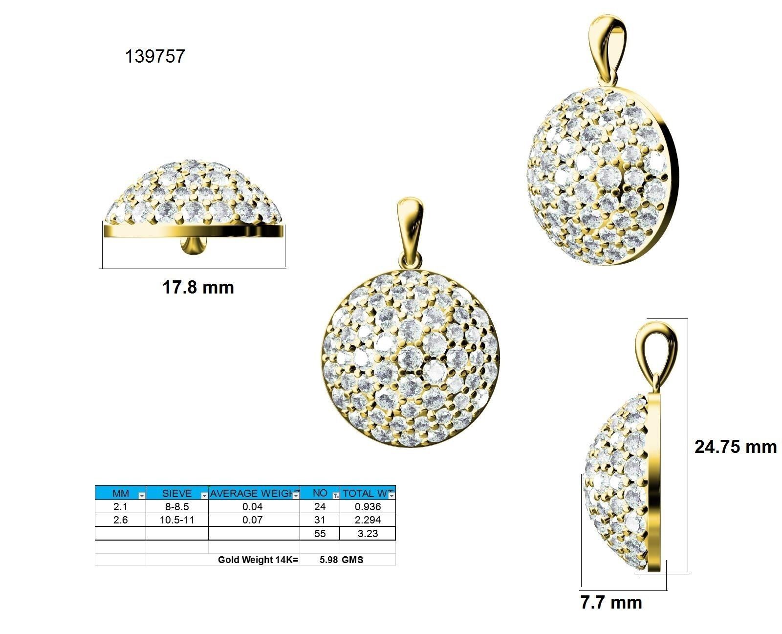 Women round pendant 3dm stl render detail 3D print model_9