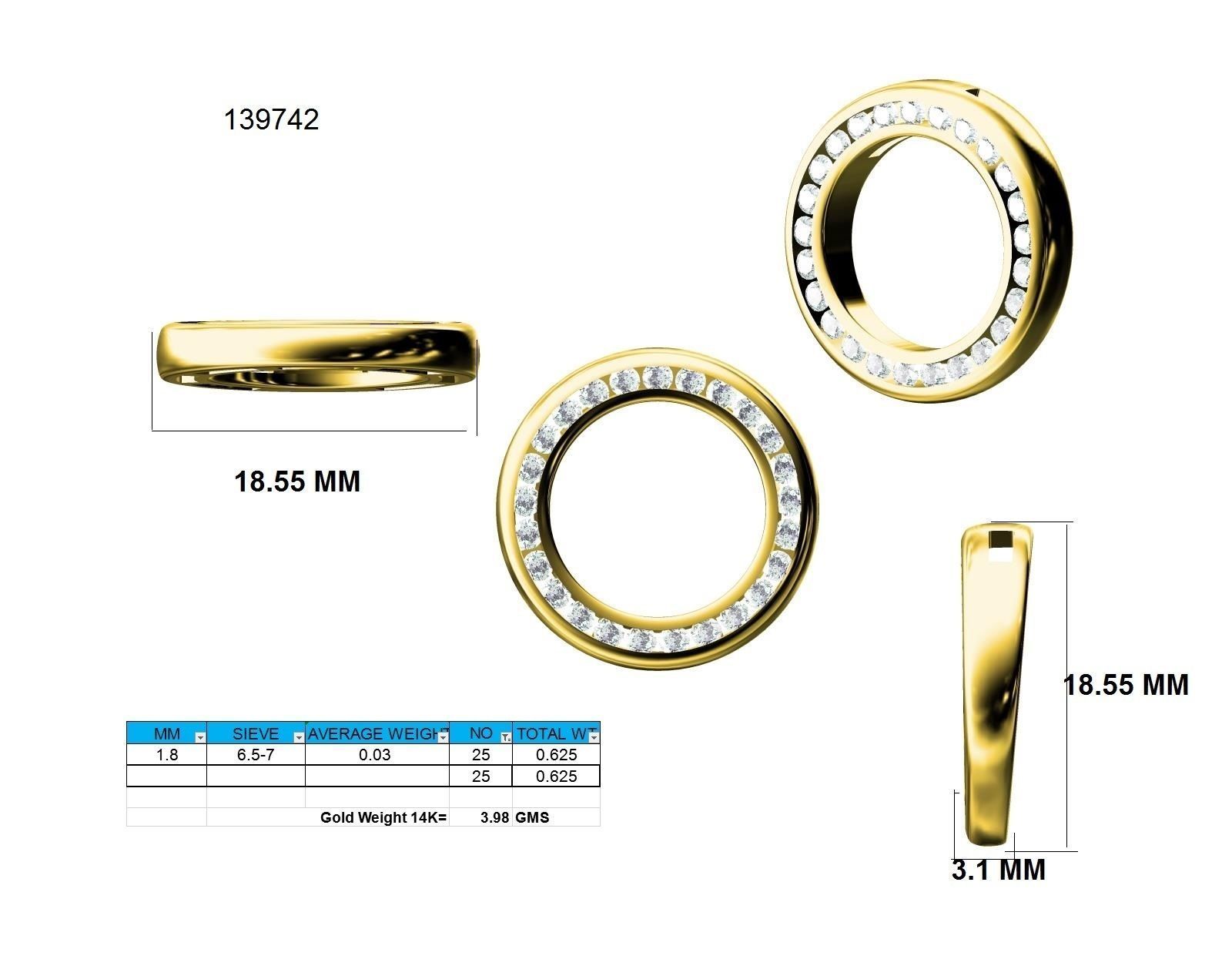 Women round pendant 3dm stl render detail 3D print model_9