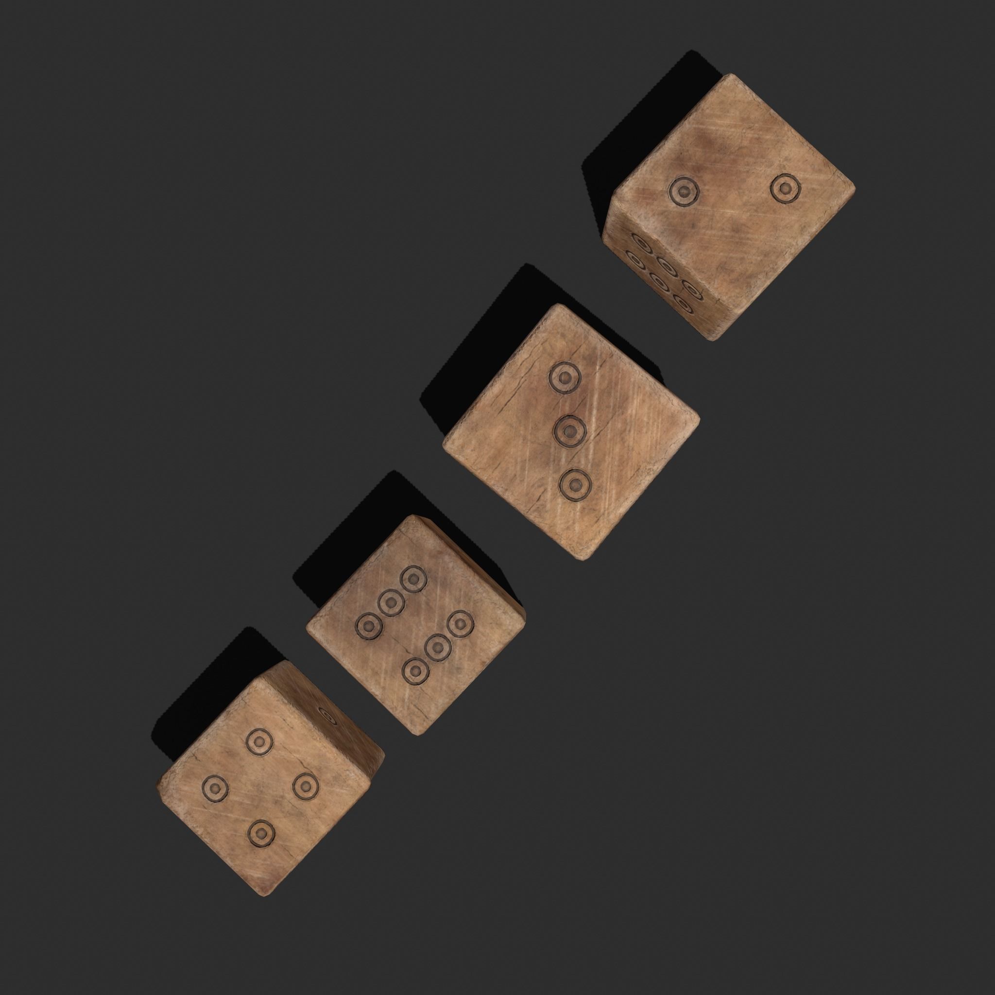 Medieval Game Dice Low-poly 3D model_3