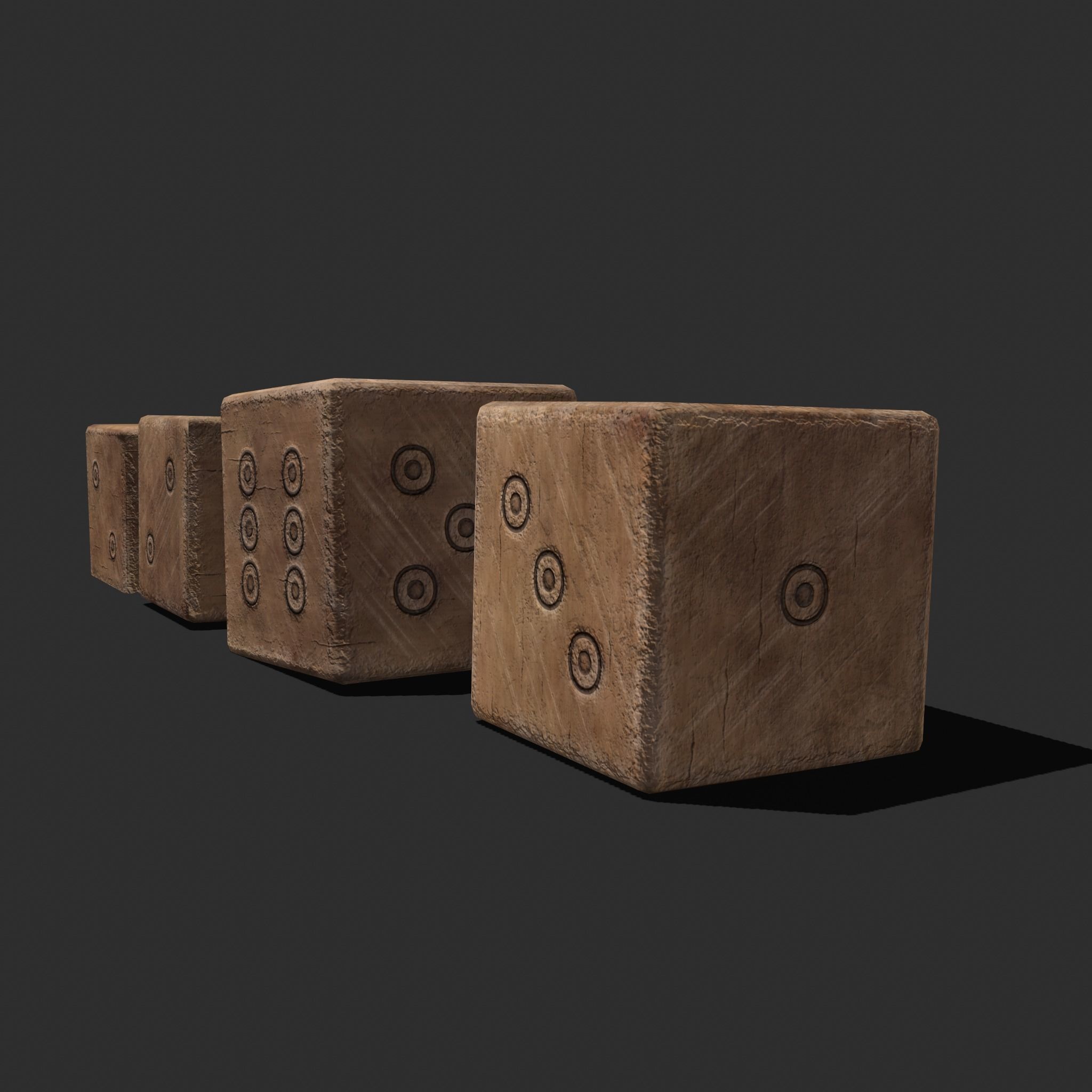 Medieval Game Dice Low-poly 3D model_17