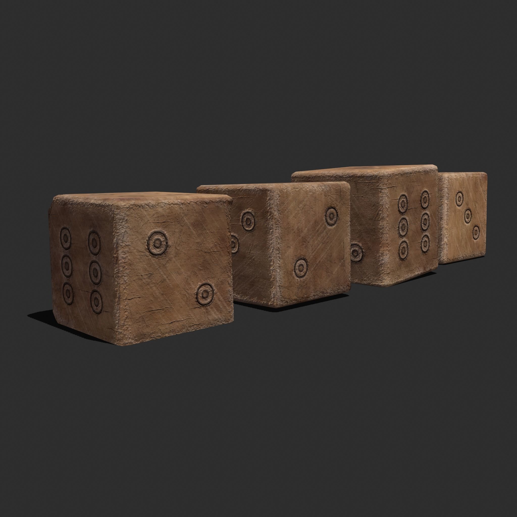 Medieval Game Dice Low-poly 3D model_12