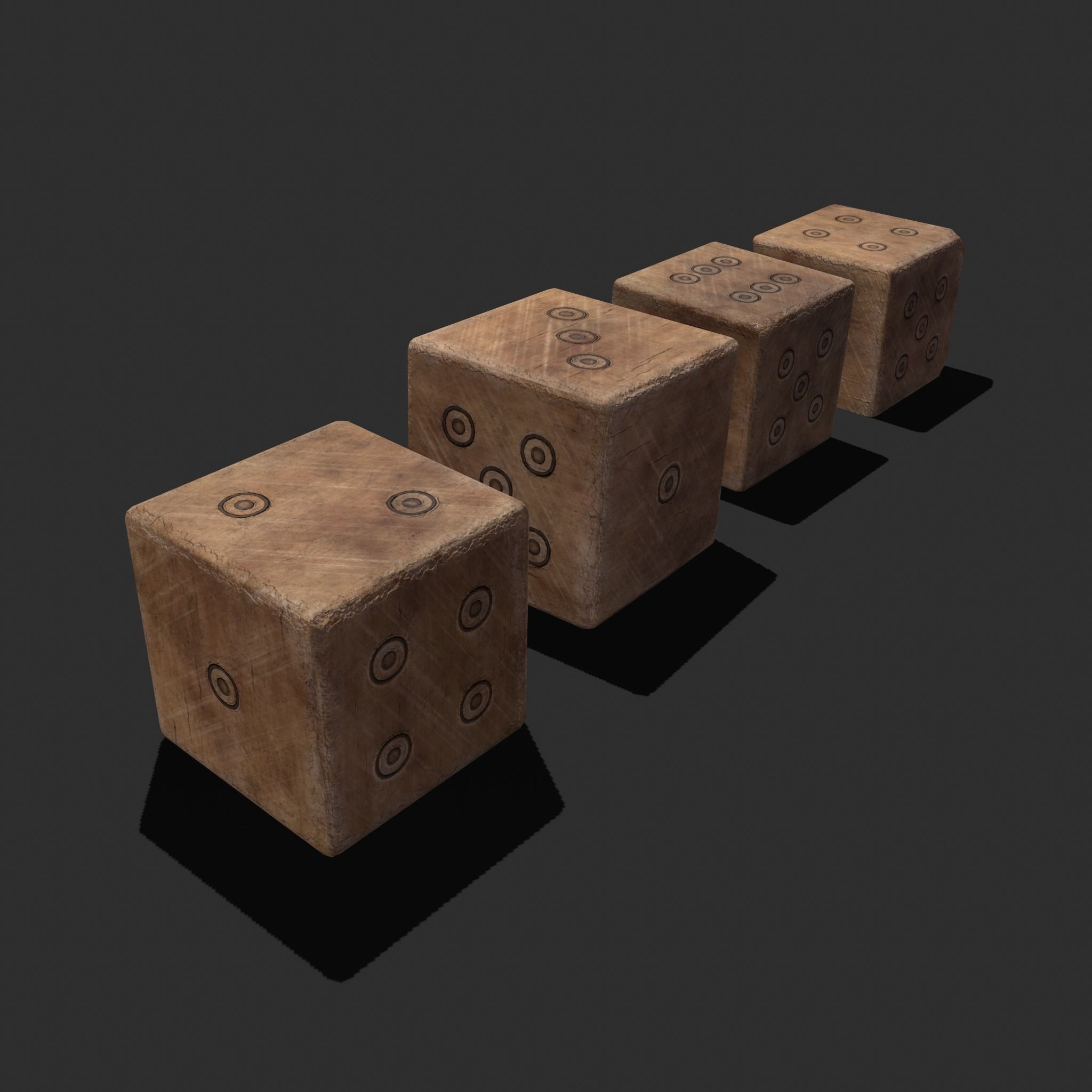 Medieval Game Dice Low-poly 3D model_6