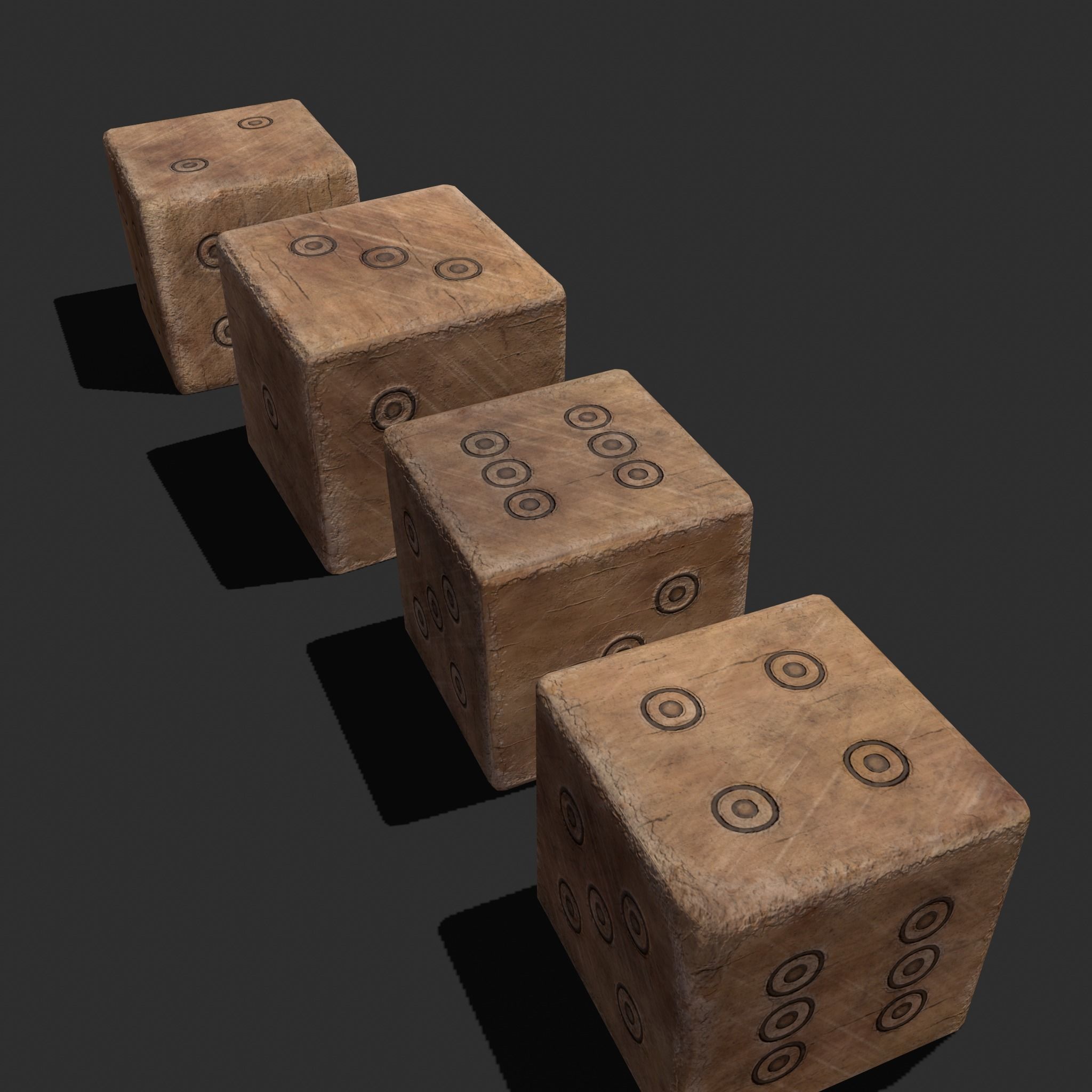 Medieval Game Dice Low-poly 3D model_10