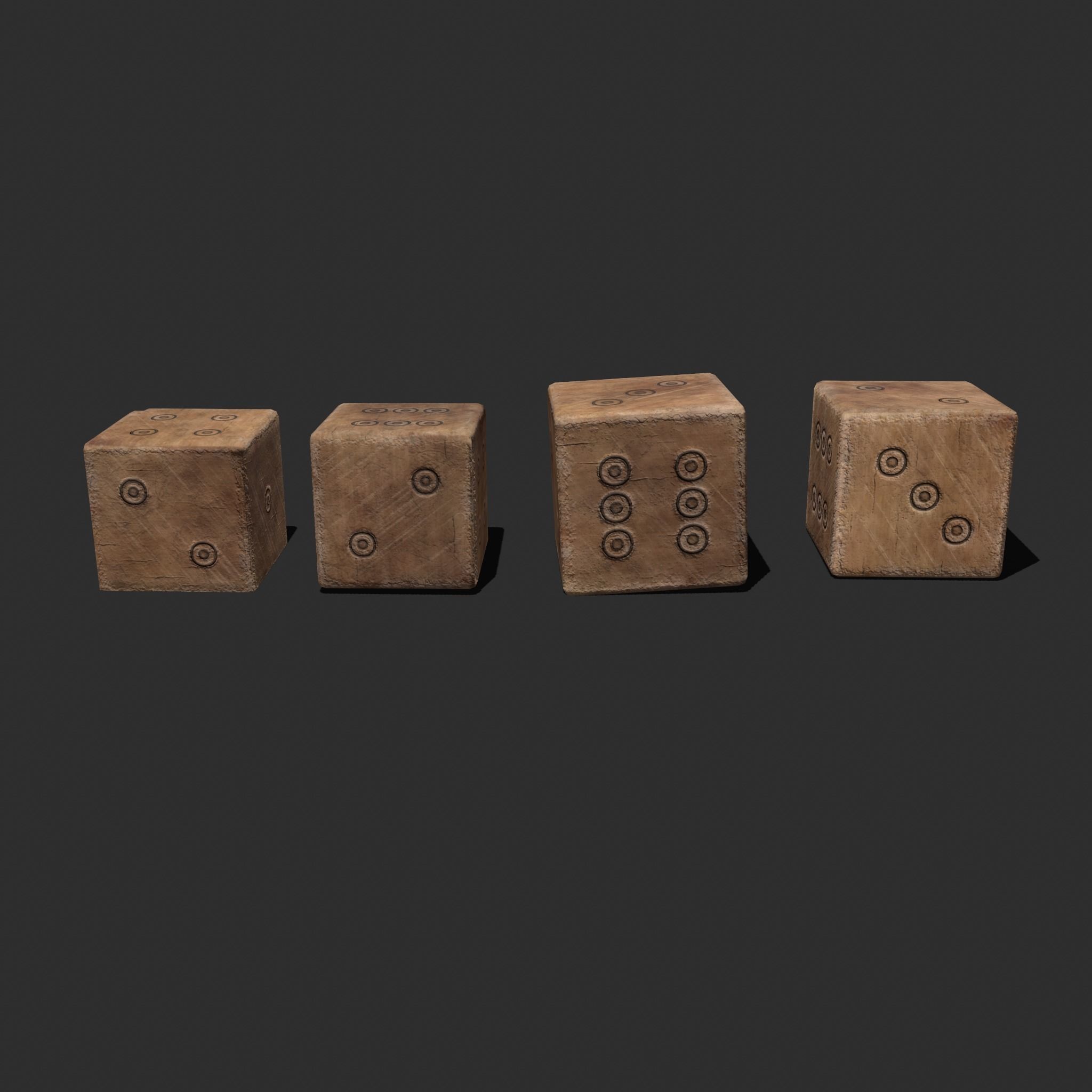 Medieval Game Dice Low-poly 3D model_14