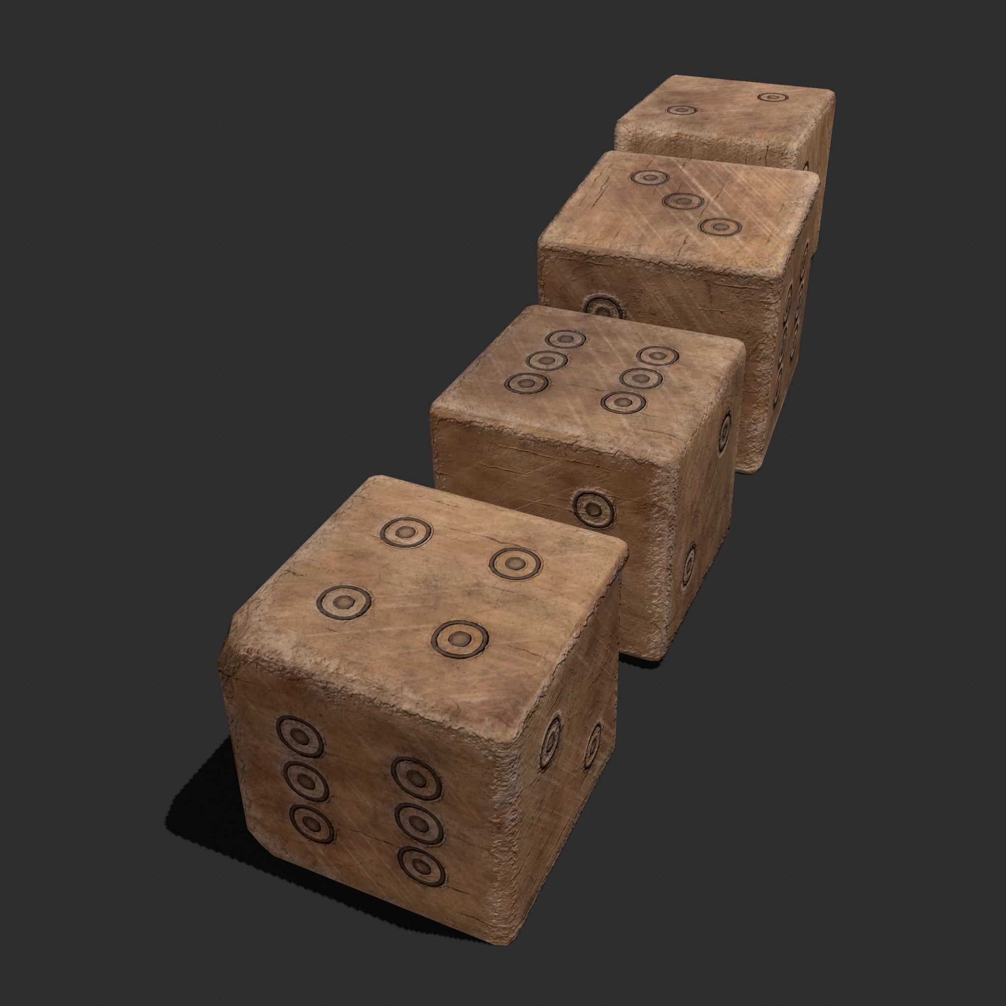 Medieval Game Dice Low-poly 3D model_11