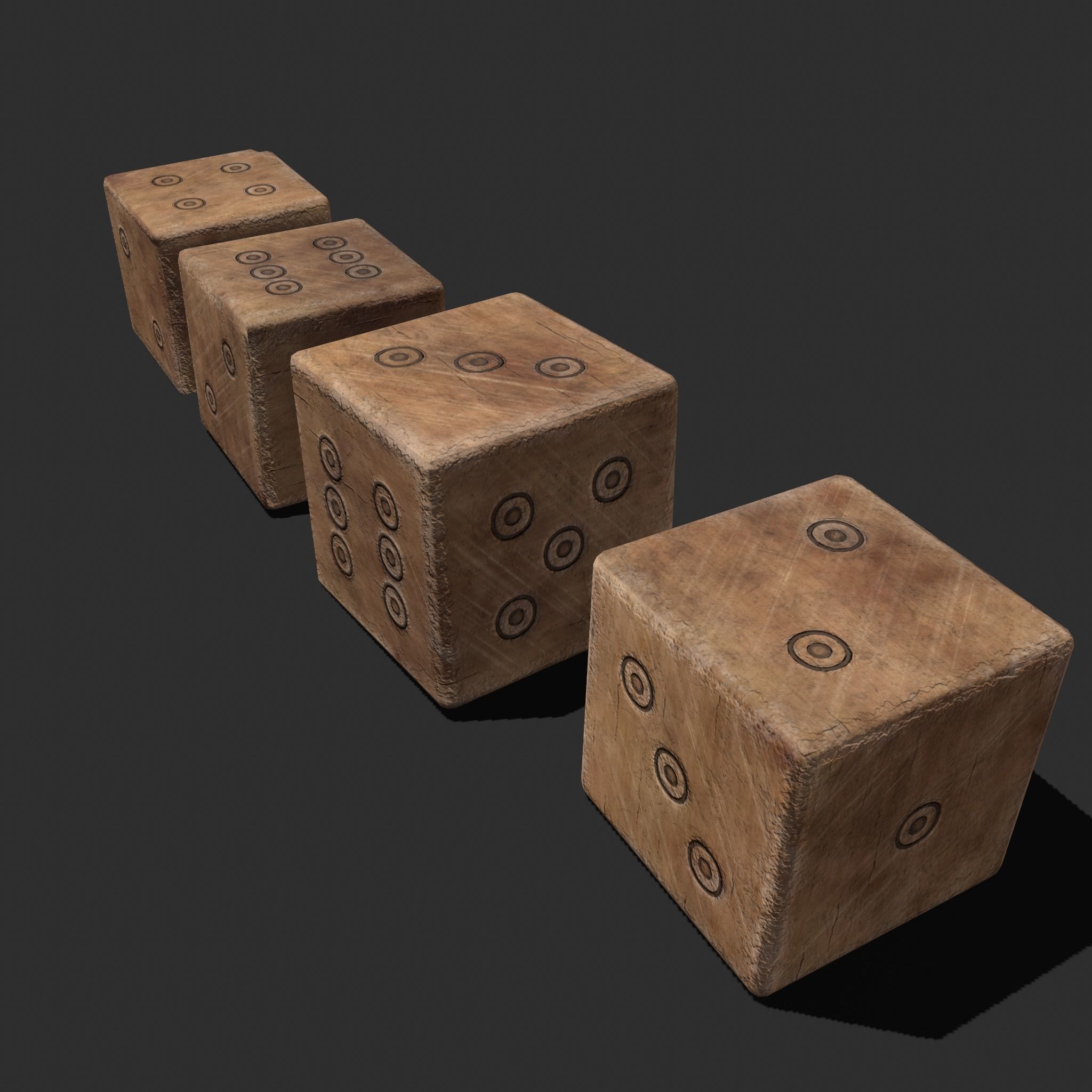 Medieval Game Dice Low-poly 3D model_16