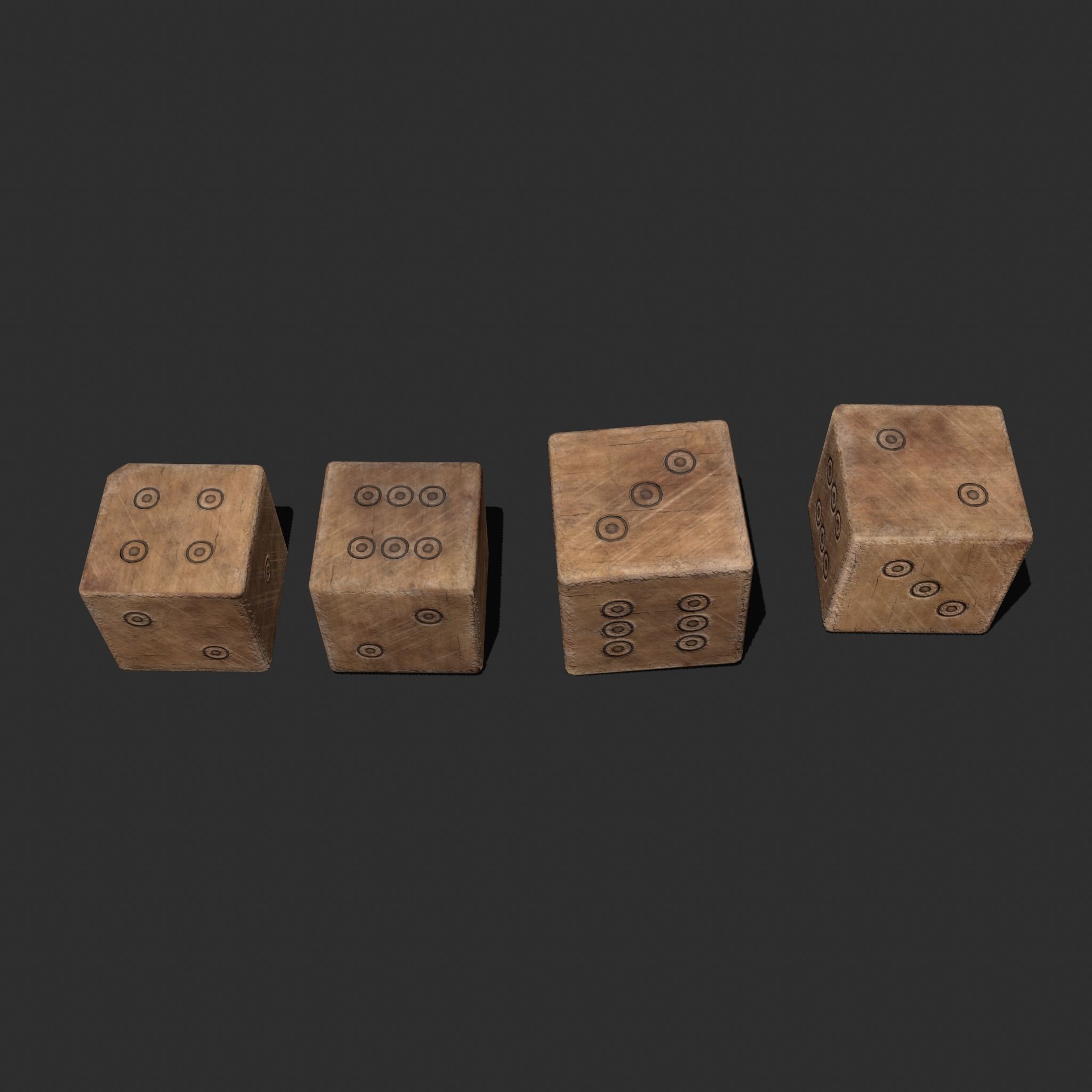Medieval Game Dice Low-poly 3D model_15