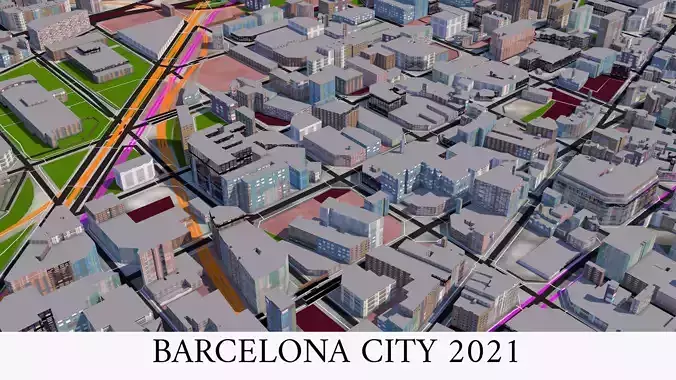 Barcelona City of Spain 3d model 2021