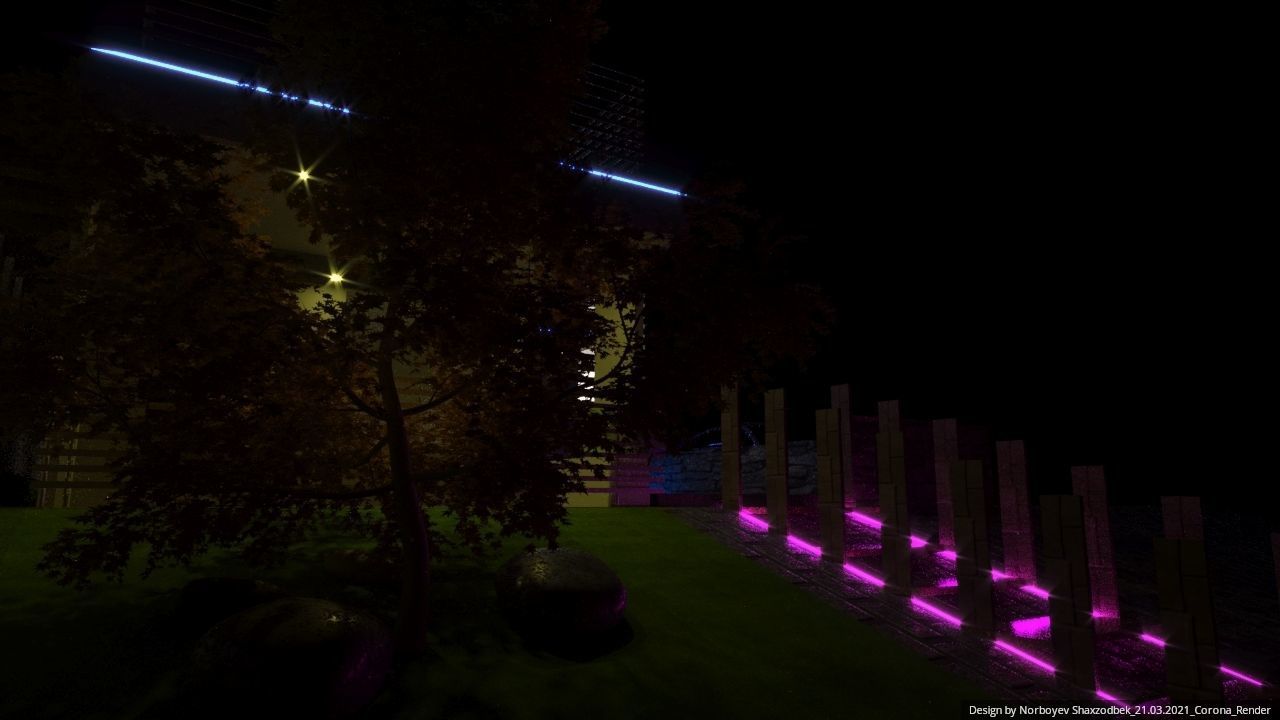 Neon lamp house  3D model_1