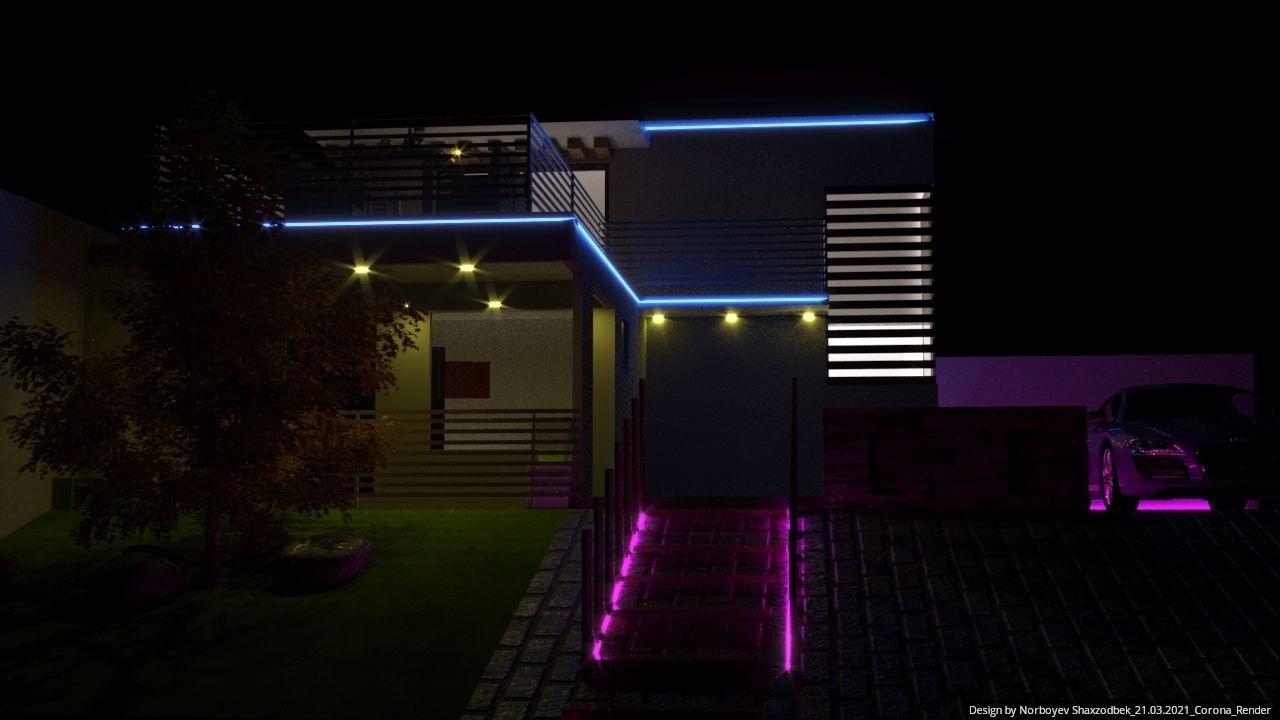 Neon lamp house  3D model_3