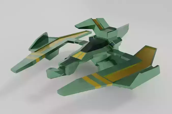 Spaceship robot with two wings