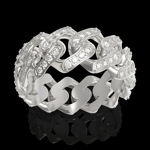 Ring Cuban link gems 3D print model