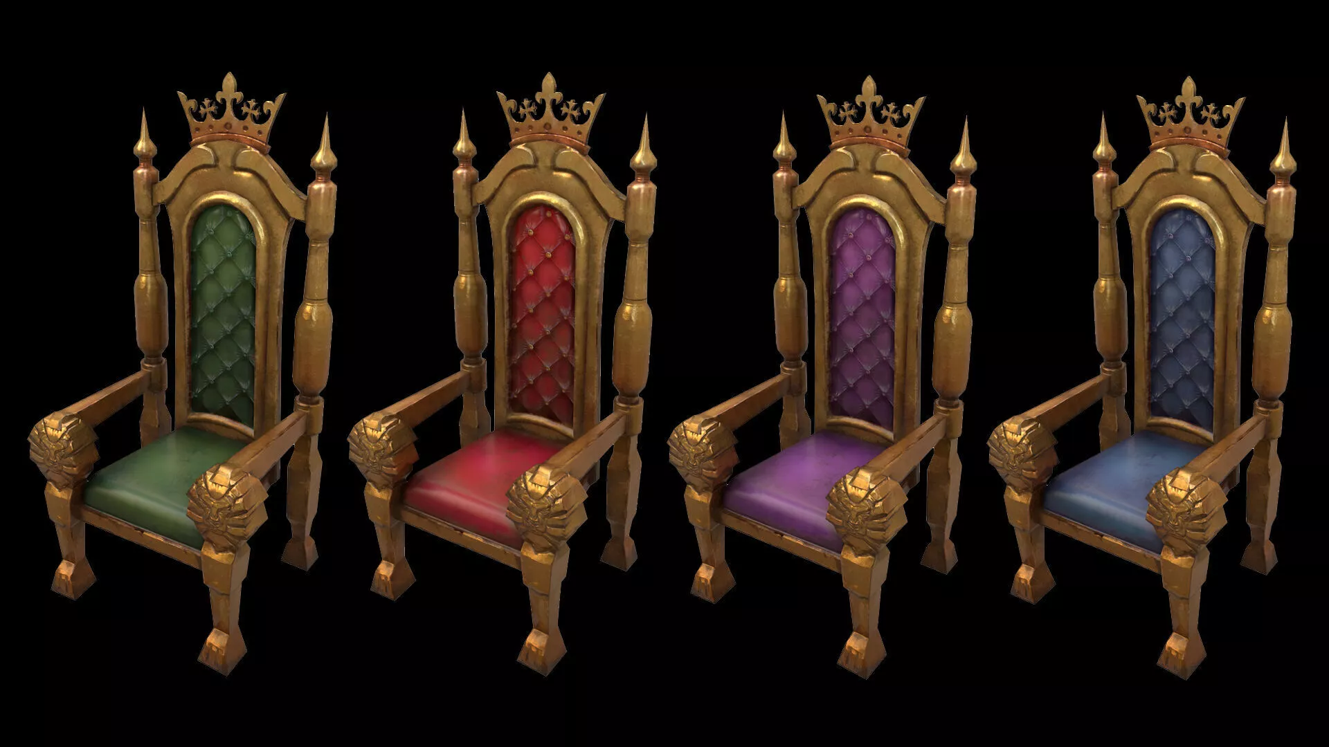 Stylized Throne Medieval Royal Armchair Furniture Low-poly 3D model