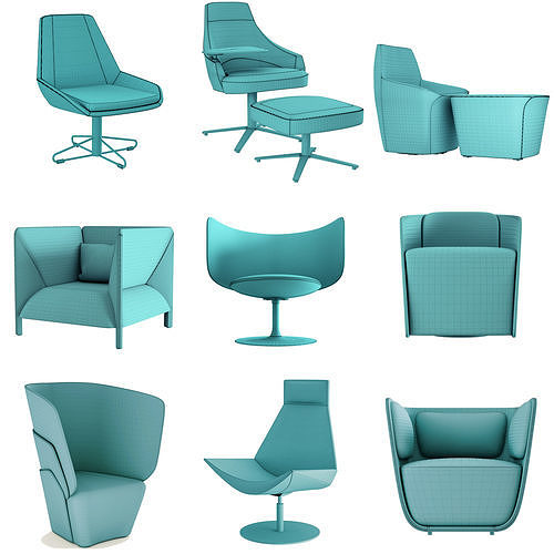 Set of Chairs 3D model 2