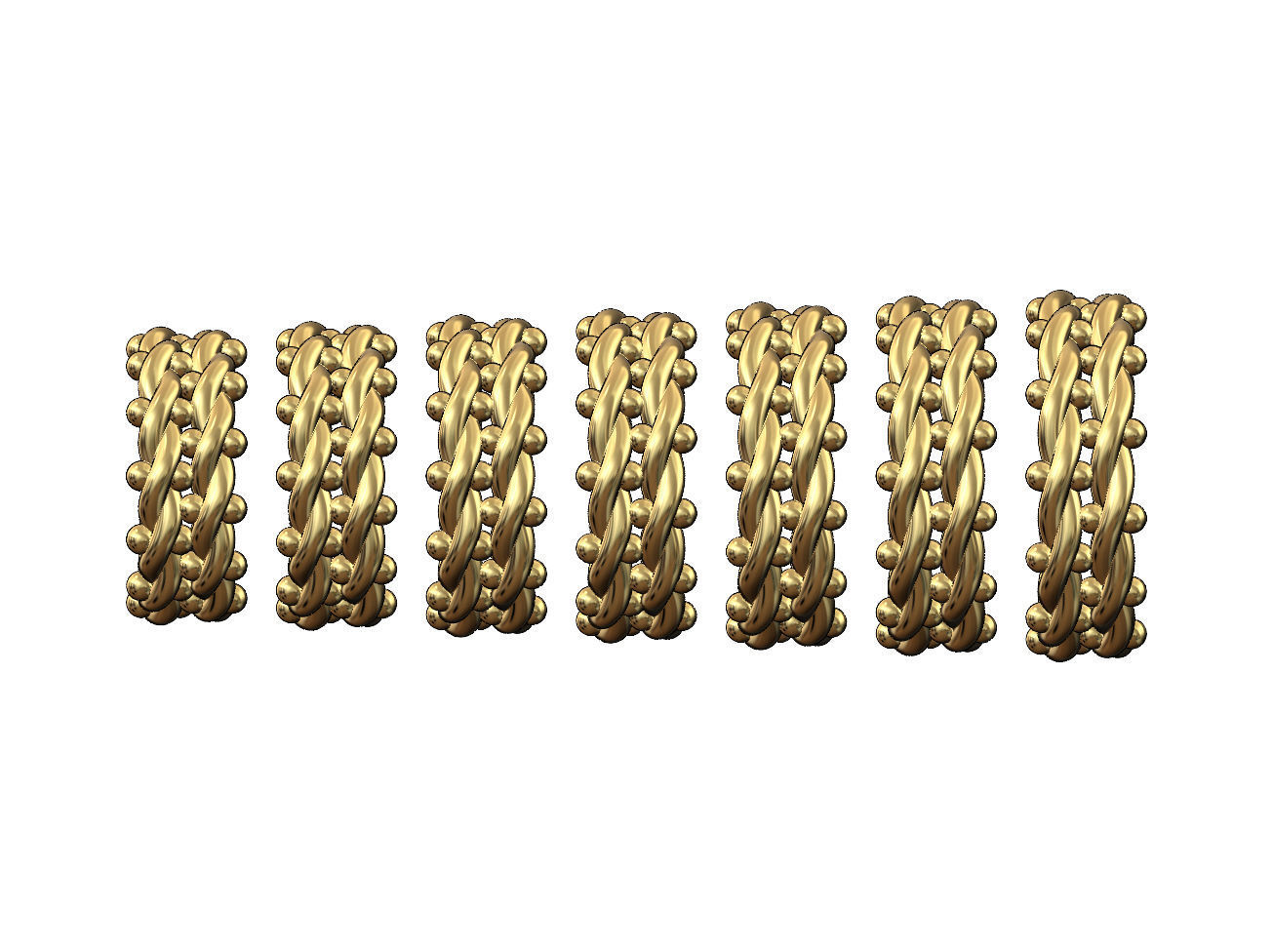 Double row beaded ring US size 4to10 3D print model_3