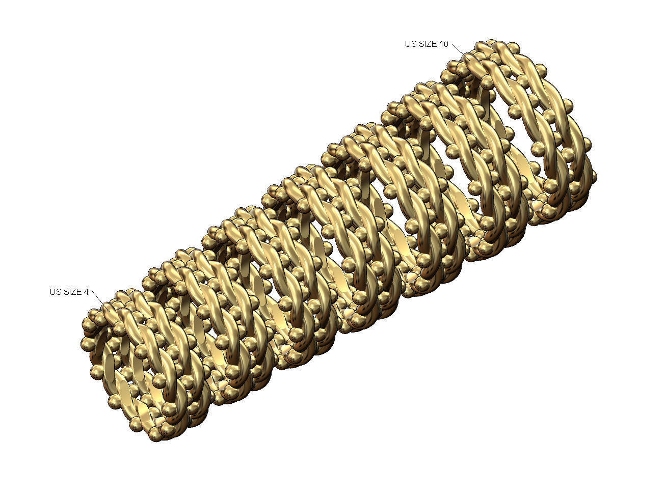 Double row beaded ring US size 4to10 3D print model_2