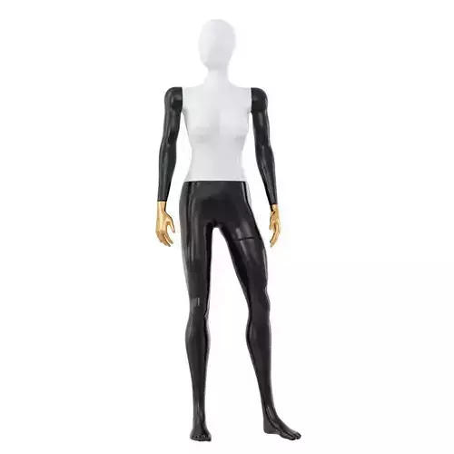 Female abstract mannequin with golden hands 78