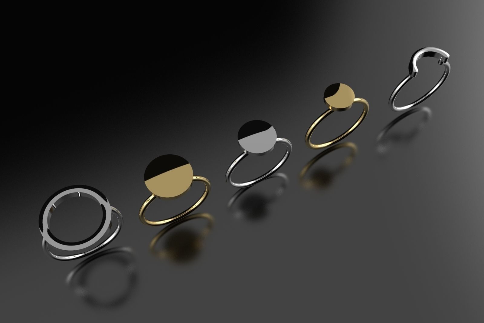 Set of rings 3D print model_8