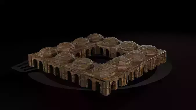 AAA Medieval Wooden Trade Center 01 R Low-poly 3D model