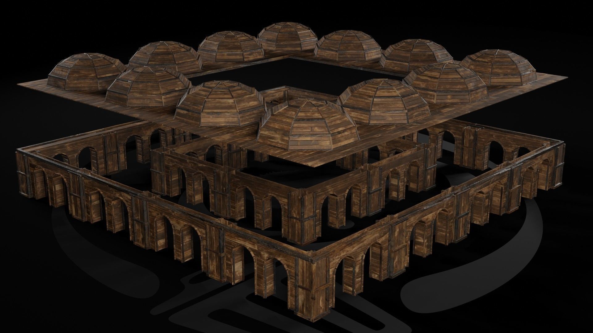 AAA Medieval Wooden Trade Center 01 R Low-poly 3D model_2