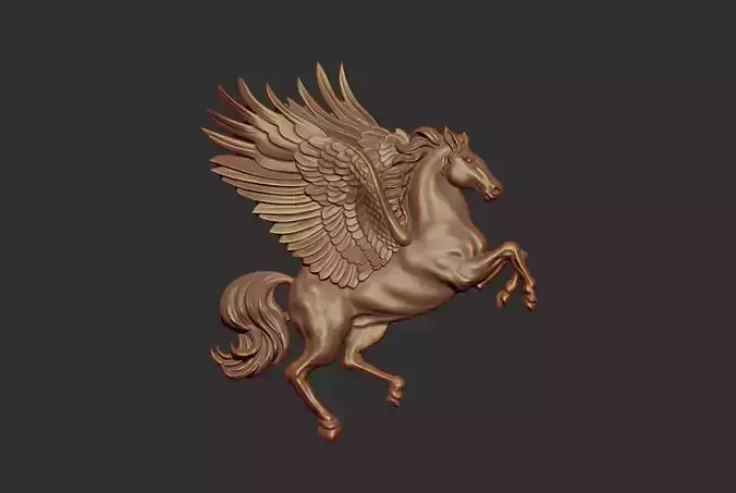 Pegasus golden horse with wings 3D print model