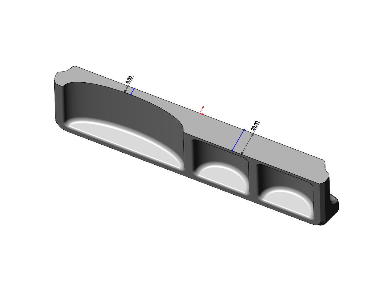 Rectangular 4 pockets serving tray relief  3D print model_7