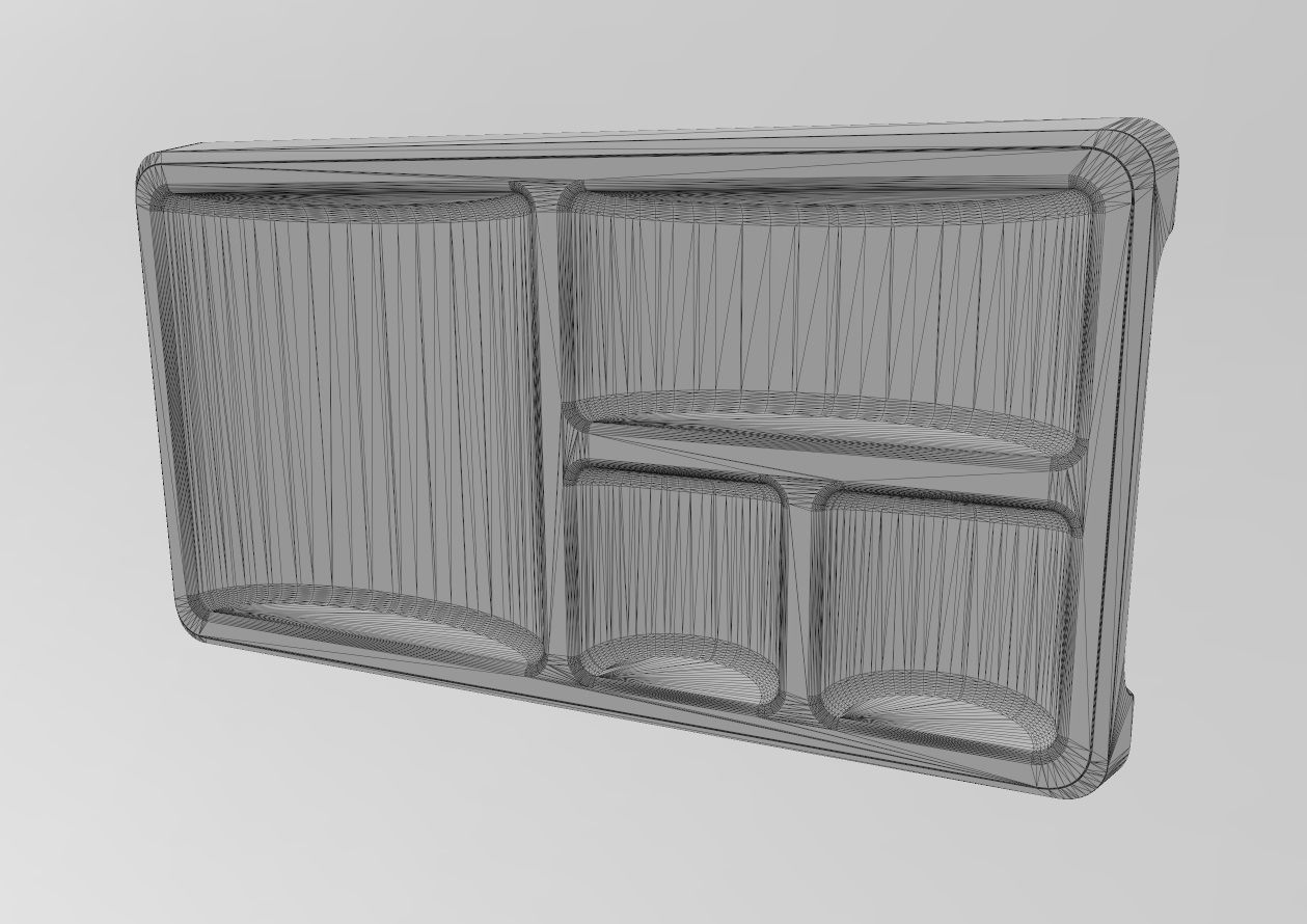 Rectangular 4 pockets serving tray relief  3D print model_10