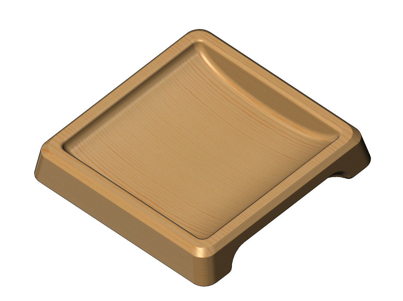 Square one pocket serving tray relief 3D print model_3