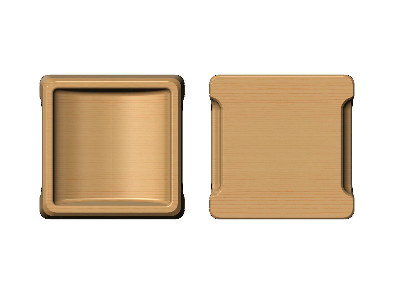 Square one pocket serving tray relief 3D print model_1