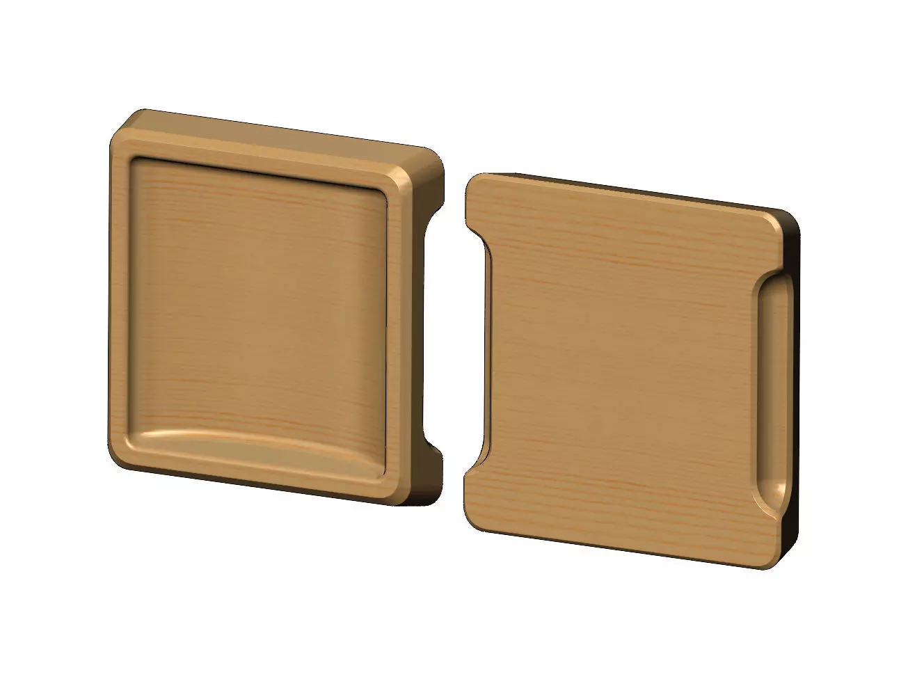 Square one pocket serving tray relief 3D print model_0