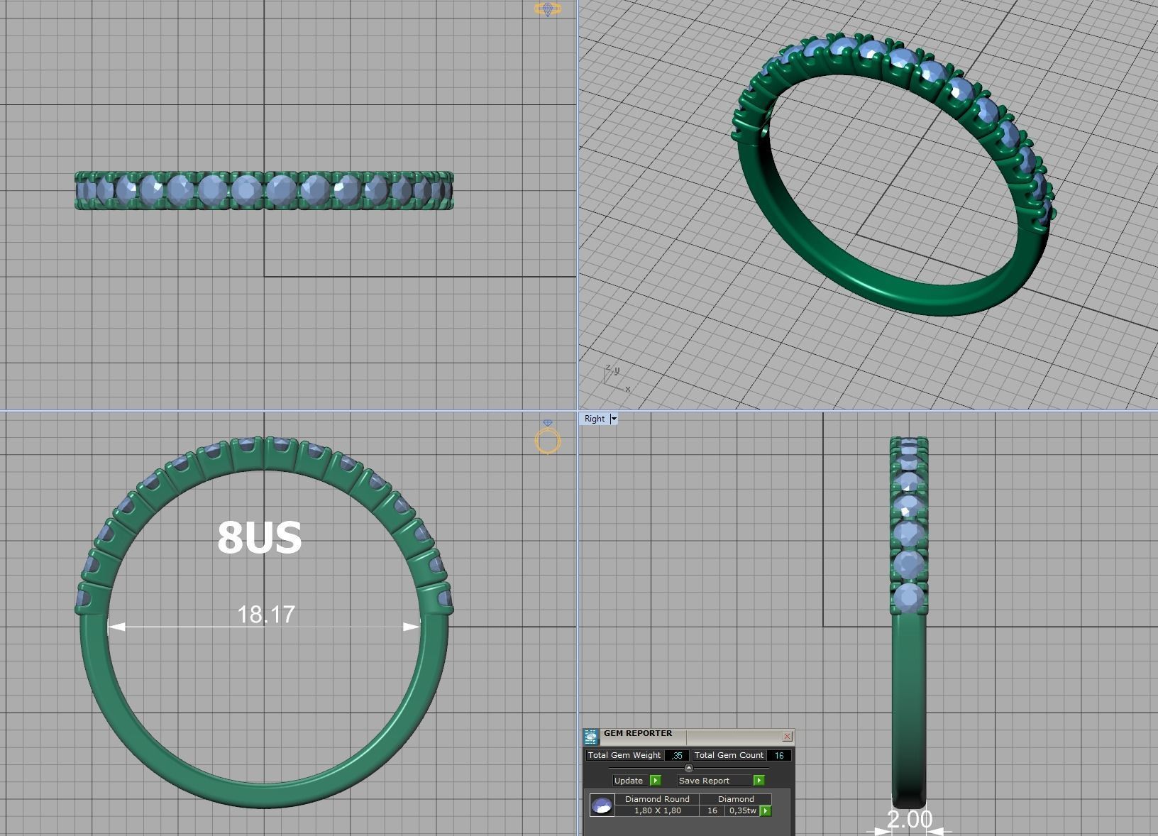 Anniversary Ring Stacking Band ring 3dmodel 3D print model_11