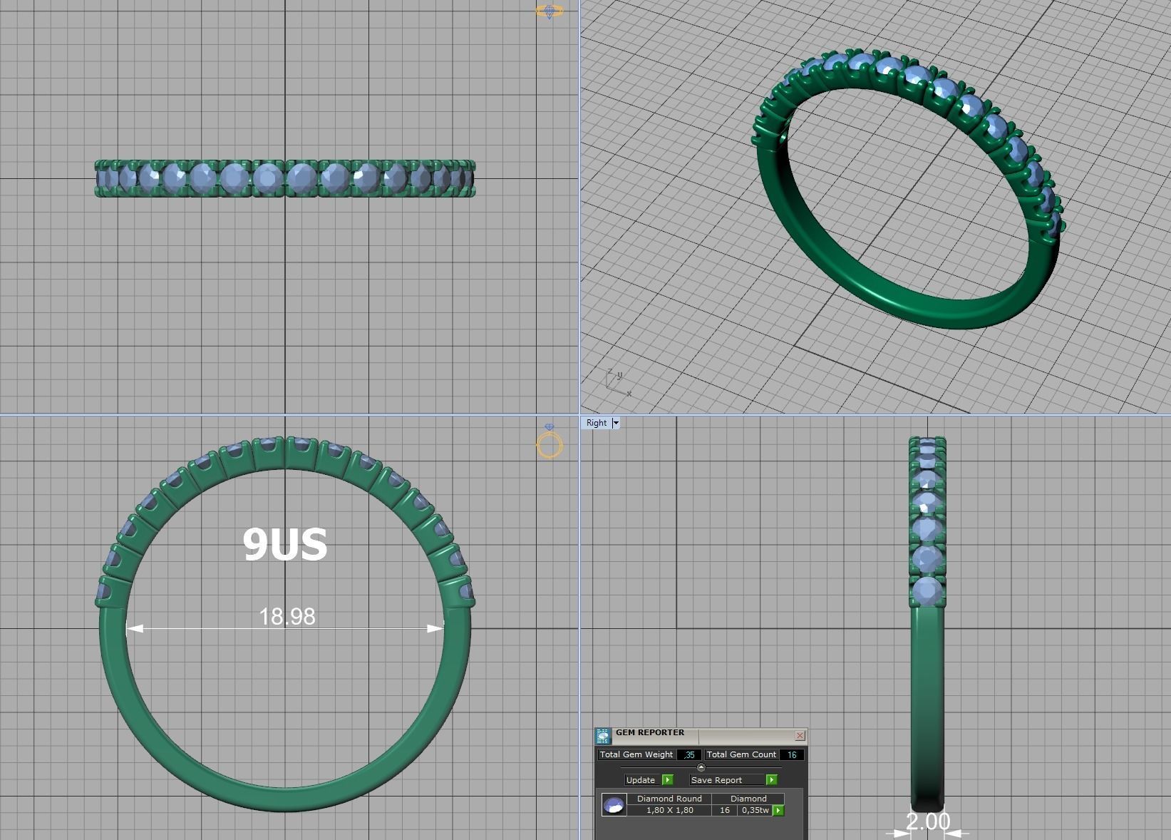 Anniversary Ring Stacking Band ring 3dmodel 3D print model_12