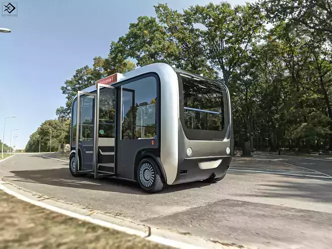  Driverless Bus Low-poly 3D model