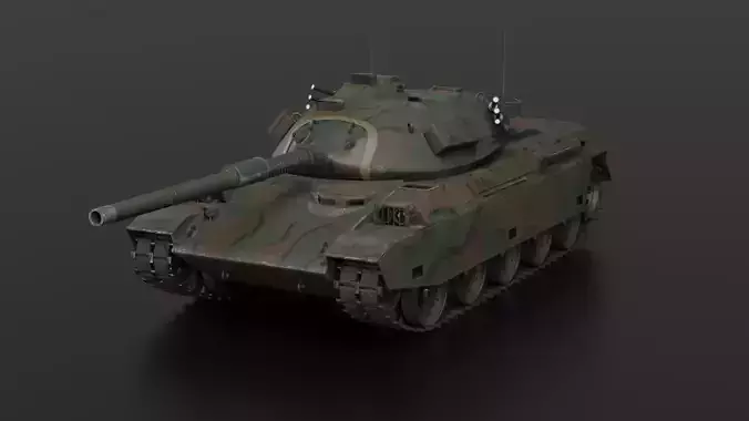 JGSDF Type 74 Main Battle Tank Low-poly 3D model