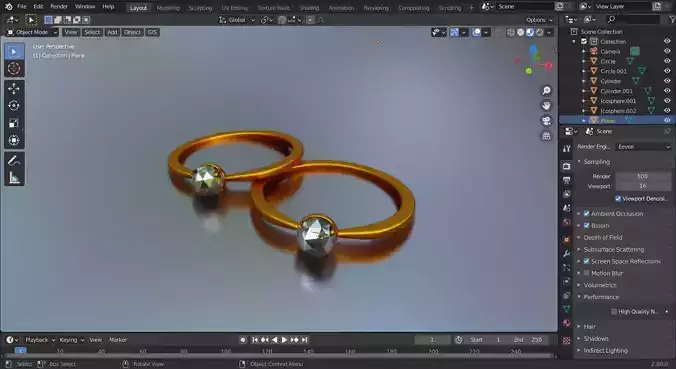 Ring 3d Model pair of rings