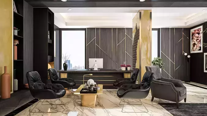 Luxury Boss Office Design 3D model