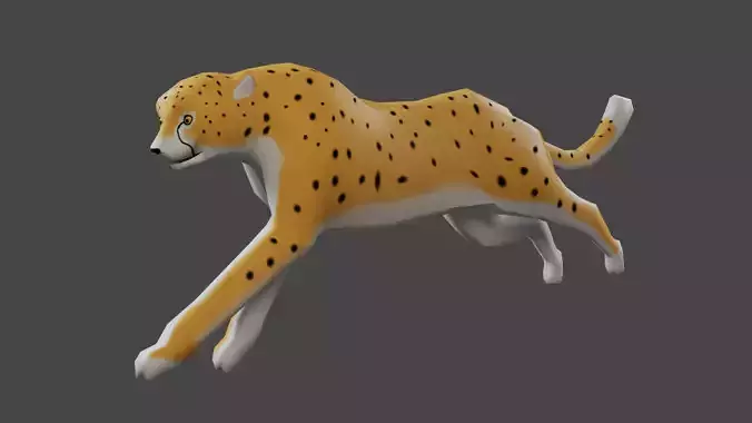 Low poly Cheetah Rigged 3D model Low-poly 3D model