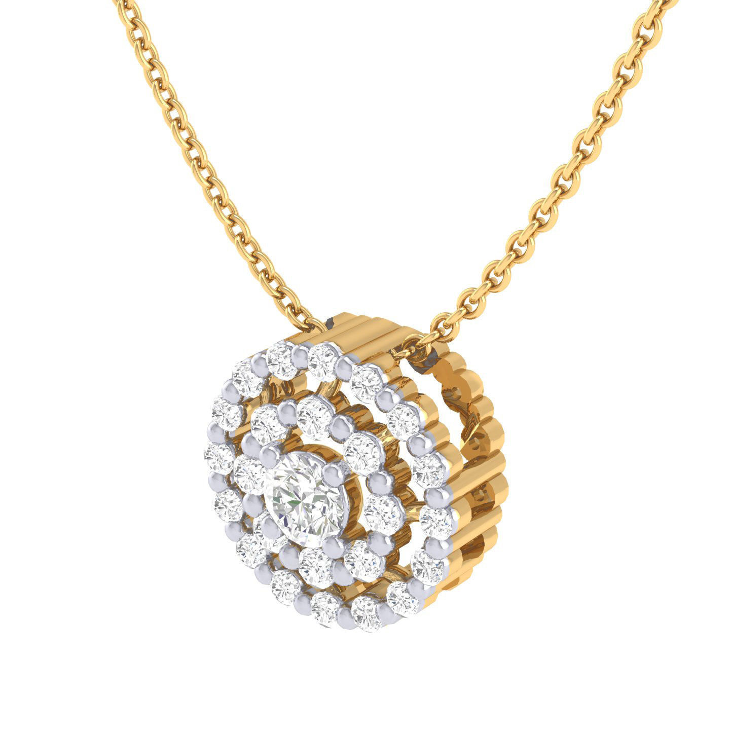 Women round solitaire pendant 3dm stl render detail 3D print model_3