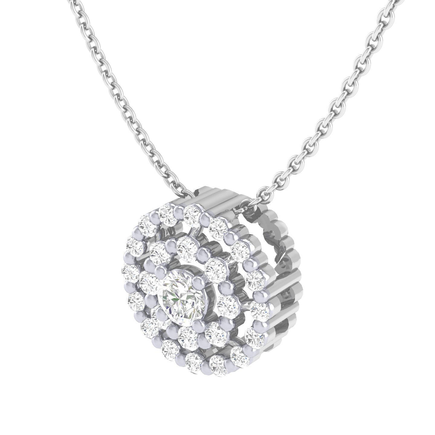 Women round solitaire pendant 3dm stl render detail 3D print model_9