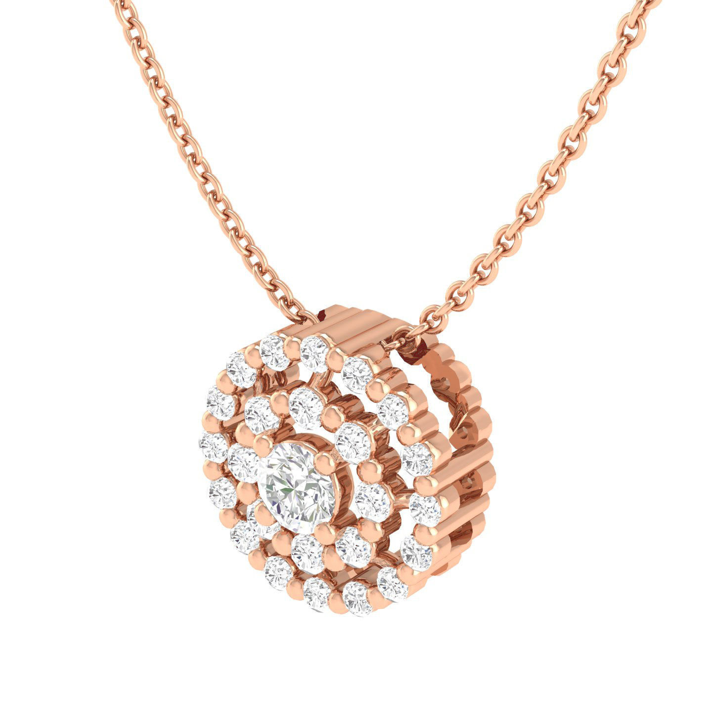 Women round solitaire pendant 3dm stl render detail 3D print model_7