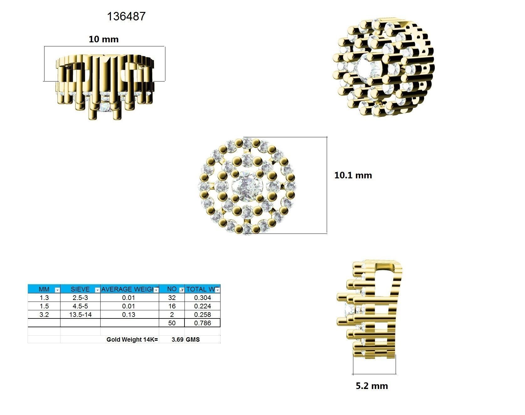 Women round solitaire pendant 3dm stl render detail 3D print model_6