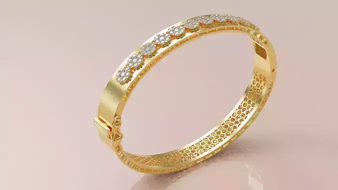 Bracelet gold bangle with diamonds