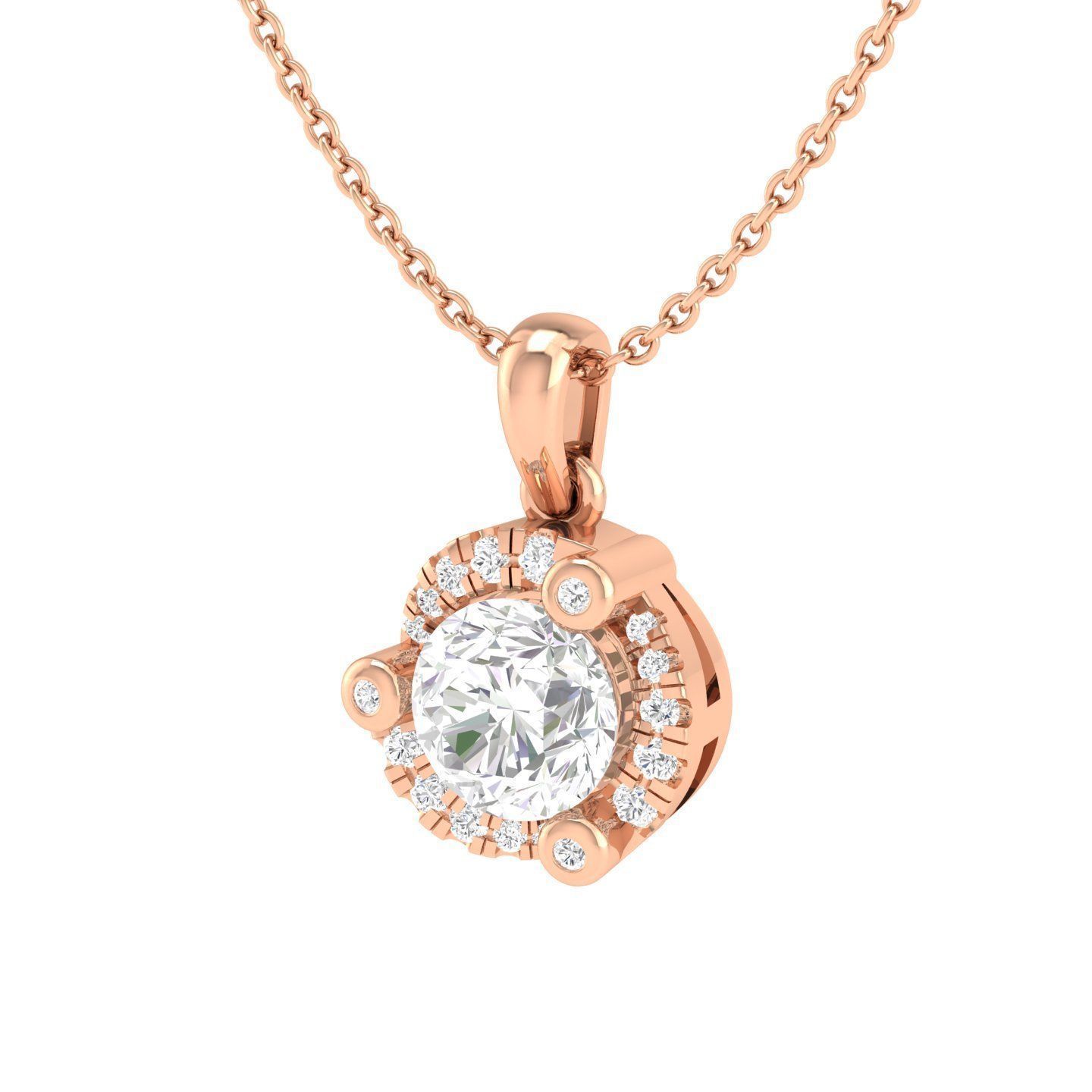 Women round solitaire pendant 3dm stl render detail 3D print model_2